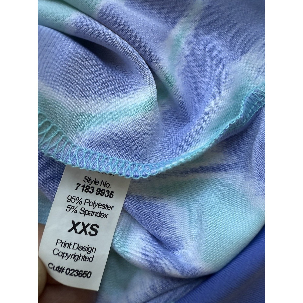 Tori Richard Honolulu‎ Turquoise Purple Ikat Dress Slinky Stretch Womens XXS - Picture 6 of 8